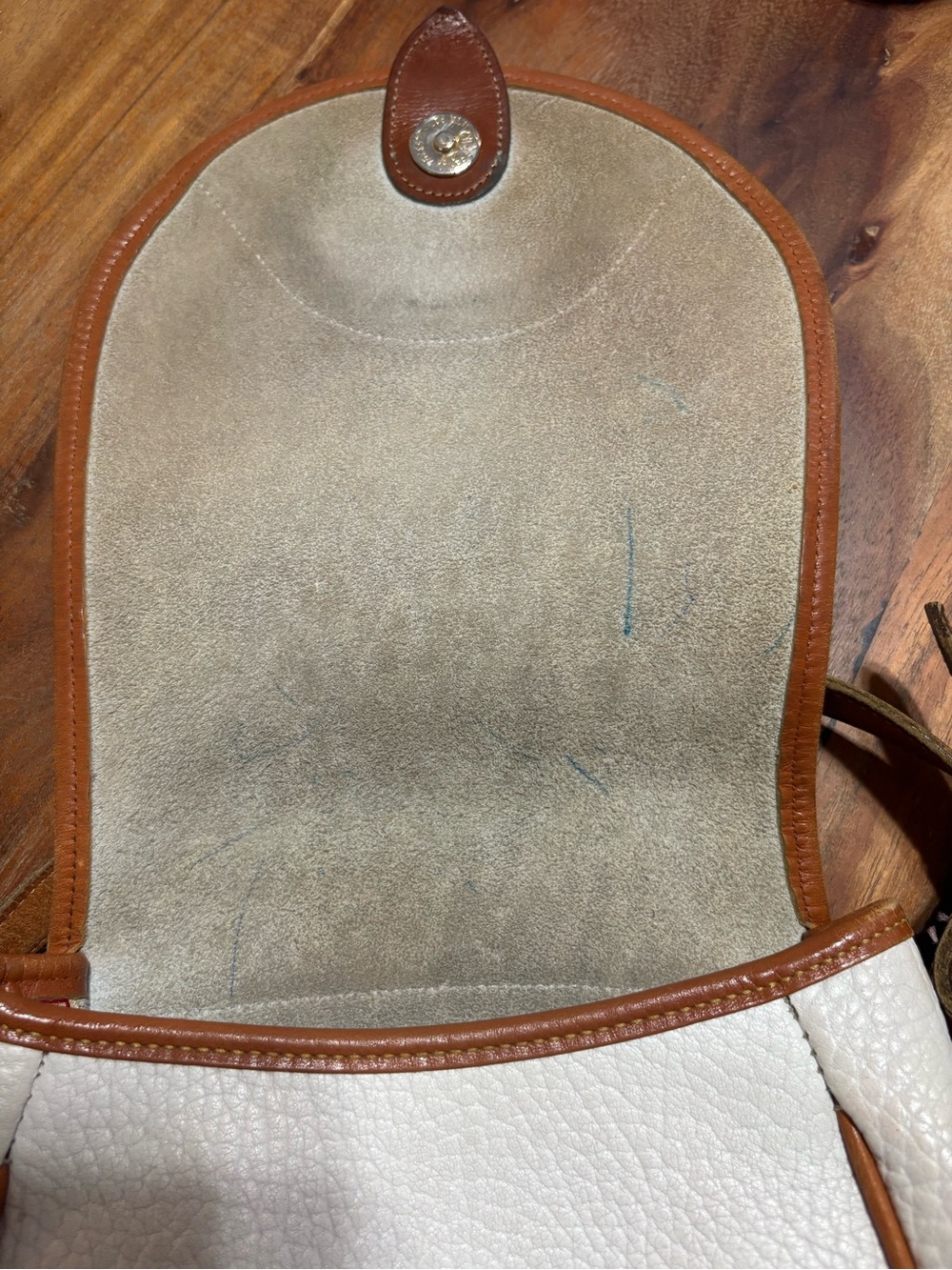 Dooney & Bourke White and Brown Pebbled Leather Crossbody Bag - Picture 5 of 9